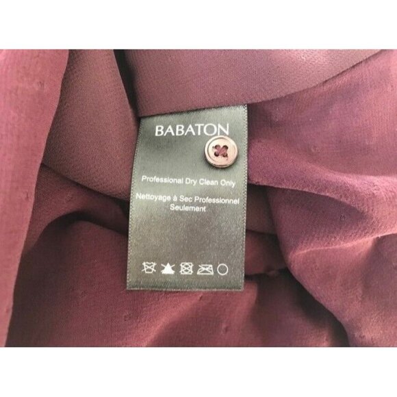 ARITZIA BABATON Augustus Silk Blend Top Blouse Size Small Burgundy Swiss Dots - Picture 8 of 9